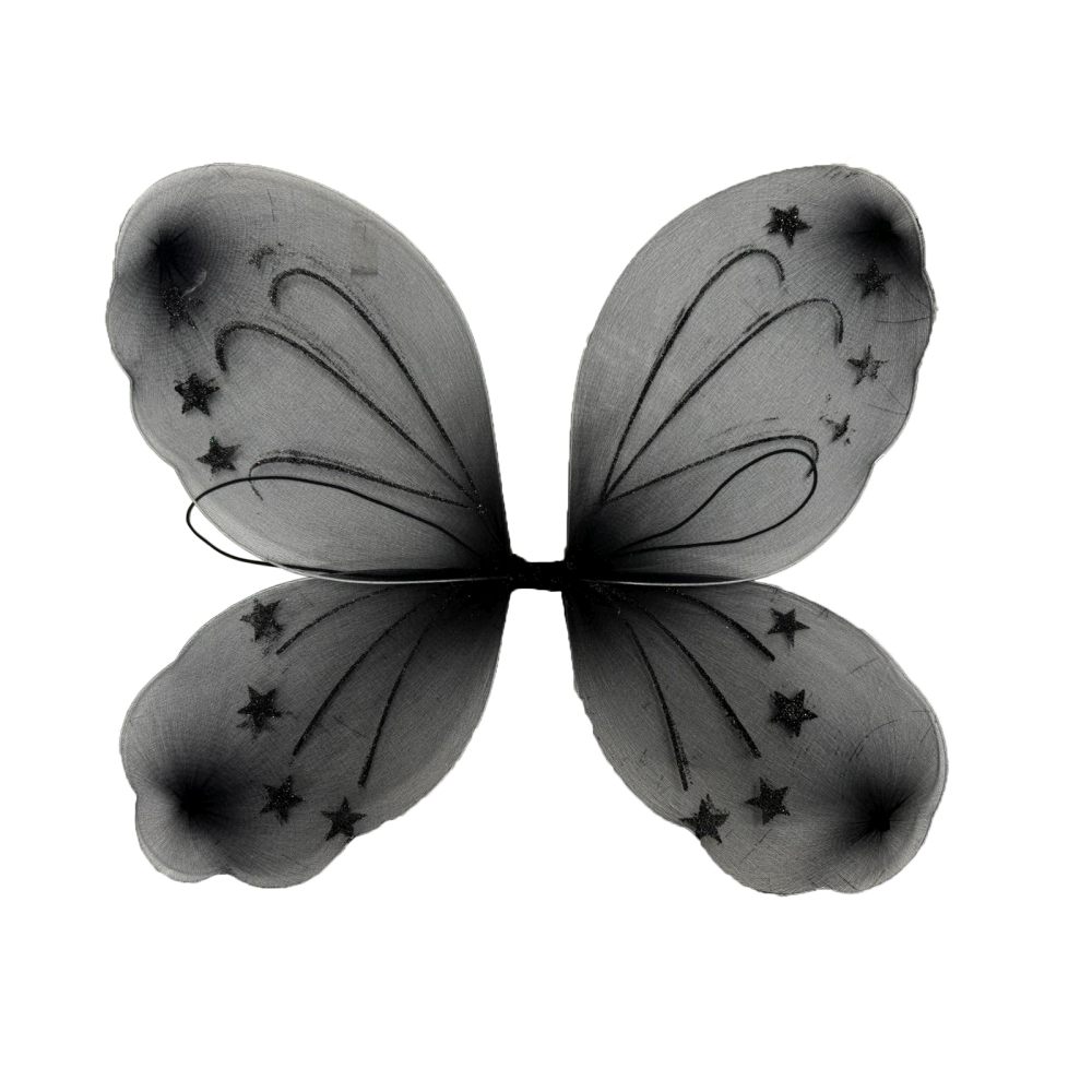 Zac's Alter Ego - Very Large Fairy Butterfly with Glitter Star Design Wings - Black